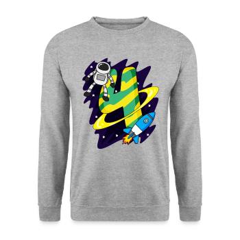 4 Birthday Boy Astronaut - four years - Unisex Sweatshirt - salt & pepper - Front - Alina (178cm) & Michal (187cm)