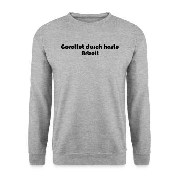 Feuerwehr - Gerettet durch harte Arbeit - Unisex Pullover - Weißgrau meliert - Vorne - Alina (178cm) & Michal (187cm)