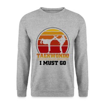 Taekwondo Is Calling And I Must Go - Unisex Pullover - Weißgrau meliert - Vorne - Alina (178cm) & Michal (187cm)