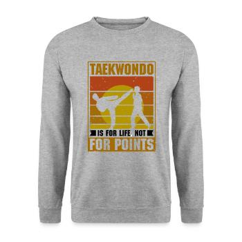 Taekwondo is for life, not for points - Unisex Pullover - Weißgrau meliert - Vorne - Alina (178cm) & Michal (187cm)