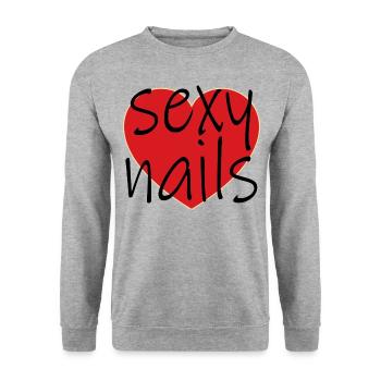 Sexy Nails with Heart Nail Salon Gel Nails - Unisex Sweatshirt - salt & pepper - Front - Alina (178cm) & Michal (187cm)