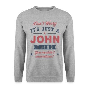 Es ist eine John-Sache - Unisex Pullover - Weißgrau meliert - Vorne - Alina (178cm) & Michal (187cm)
