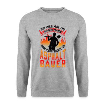 Asphaltbauer war mal jung Straßenbauer - Unisex Pullover - Weißgrau meliert - Vorne - Alina (178cm) & Michal (187cm)