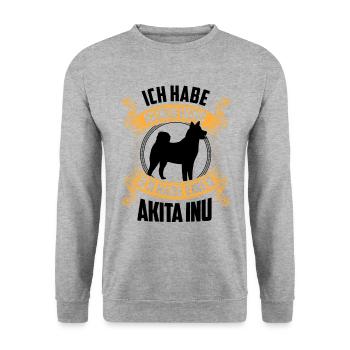 Habe einen Akita Inu japanischer Akita Inu - Unisex Pullover - Weißgrau meliert - Vorne - Alina (178cm) & Michal (187cm)
