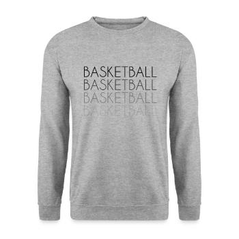 Basketball Schriftzug - Unisex Pullover - Weißgrau meliert - Vorne - Alina (178cm) & Michal (187cm)