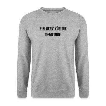 Feuerwehr - Ein Herz für die Gemeinde - Unisex Pullover - Weißgrau meliert - Vorne - Alina (178cm) & Michal (187cm)
