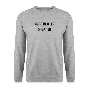 Feuerwehr - Mutig in jeder Situation - Unisex Pullover - Weißgrau meliert - Vorne - Alina (178cm) & Michal (187cm)