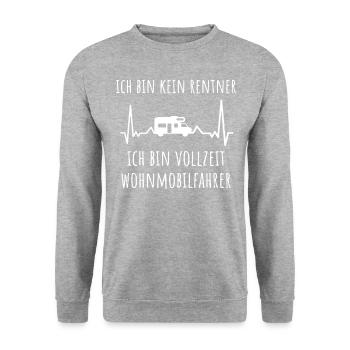 Kein Rentner, sondern Vollzeit Wohnmobilfahrer - Unisex Pullover - Weißgrau meliert - Vorne - Alina (178cm) & Michal (187cm)
