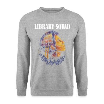 Library Squad - Unisex Pullover - Weißgrau meliert - Vorne - Alina (178cm) & Michal (187cm)