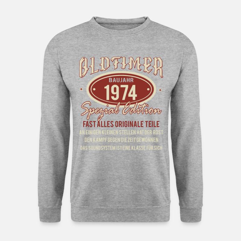 Oldtimer Baujahr 1974 Geburtstag - Unisex Pullover - Weißgrau meliert