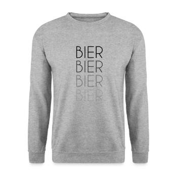 Bier Schriftzug - Unisex Pullover - Weißgrau meliert - Vorne - Alina (178cm) & Michal (187cm)