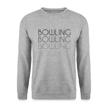 Bowling Schriftzug - Unisex Pullover - Weißgrau meliert - Vorne - Alina (178cm) & Michal (187cm)