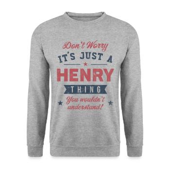 Es ist eine Henry-Sache - Unisex Pullover - Weißgrau meliert - Vorne - Alina (178cm) & Michal (187cm)