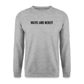 Feuerwehr - Mutig und bereit - Unisex Pullover - Weißgrau meliert - Vorne - Alina (178cm) & Michal (187cm)