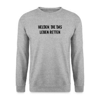 Feuerwehr - Helden, die das Leben retten - Unisex Pullover - Weißgrau meliert - Vorne - Alina (178cm) & Michal (187cm)