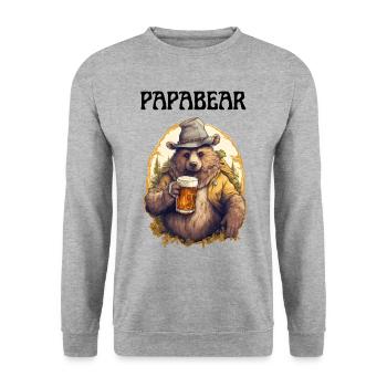 Papa Bear fier Papa papa fier papa - Sweat-shirt Unisexe - gris chiné - Devant - Alina (178cm) & Michal (187cm)