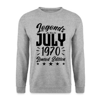 Naissance En Juillet 1970. Cadeau d'anniversaire. - Sweat-shirt Unisexe - gris chiné - Devant - Alina (178cm) & Michal (187cm)