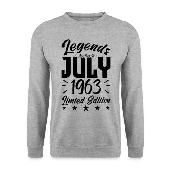Naissance En Juillet 1963. Cadeau d'anniversaire. - Sweat-shirt Unisexe - gris chiné - Devant - Alina (178cm) & Michal (187cm)