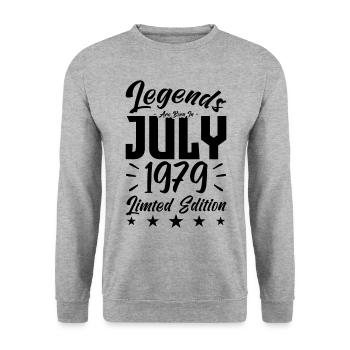 Naissance En Juillet 1979. Cadeau d'anniversaire. - Sweat-shirt Unisexe - gris chiné - Devant - Alina (178cm) & Michal (187cm)