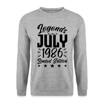 Naissance En Juillet 1986. Cadeau d'anniversaire. - Sweat-shirt Unisexe - gris chiné - Devant - Alina (178cm) & Michal (187cm)