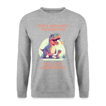 Drôle Papa Papasaurus Dino Dinosaur Cadeau - Sweat-shirt Unisexe - gris chiné - Devant - Alina (178cm) & Michal (187cm)