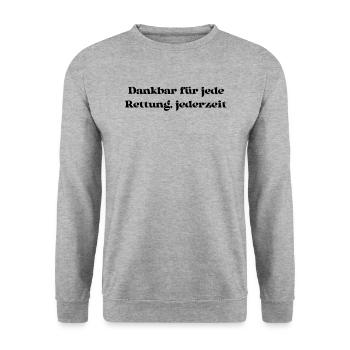 Feuerwehr - Dankbar für jede Rettung, jederzeit - Unisex Pullover - Weißgrau meliert - Vorne - Alina (178cm) & Michal (187cm)
