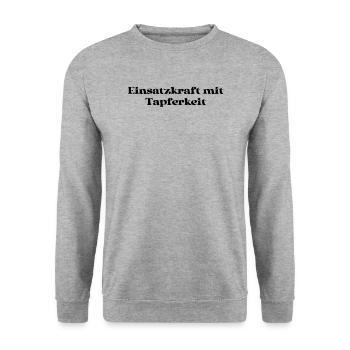 Feuerwehr - Einsatzkraft mit Tapferkeit - Unisex Pullover - Weißgrau meliert - Vorne - Alina (178cm) & Michal (187cm)