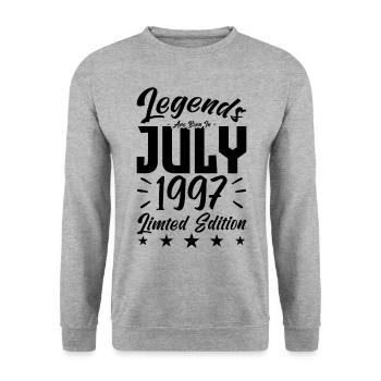 Naissance En Juillet 1997. Cadeau d'anniversaire. - Sweat-shirt Unisexe - gris chiné - Devant - Alina (178cm) & Michal (187cm)