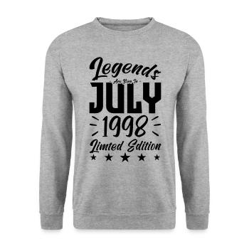 Naissance En Juillet 1998. Cadeau d'anniversaire. - Sweat-shirt Unisexe - gris chiné - Devant - Alina (178cm) & Michal (187cm)