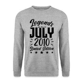 Naissance En Juillet 2010. Cadeau d'anniversaire. - Sweat-shirt Unisexe - gris chiné - Devant - Alina (178cm) & Michal (187cm)