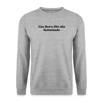 Feuerwehr - Ein Herz für die Gemeinde - Unisex Pullover - Weißgrau meliert - Vorne - Alina (178cm) & Michal (187cm)
