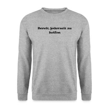 Feuerwehr - Bereit, jederzeit zu helfen - Unisex Pullover - Weißgrau meliert - Vorne - Alina (178cm) & Michal (187cm)