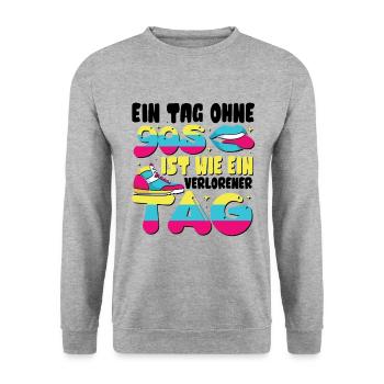 Ein Tag ohne 90s - Unisex Pullover - Weißgrau meliert - Vorne - Alina (178cm) & Michal (187cm)