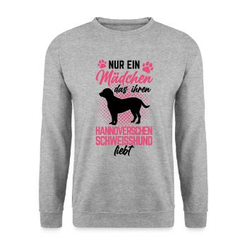 Girl who loves Hanoverian Scenthound - Unisex Sweatshirt - salt & pepper - Front - Alina (178cm) & Michal (187cm)