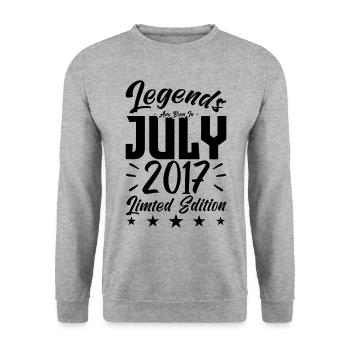 Naissance En Juillet 2017. Cadeau d'anniversaire. - Sweat-shirt Unisexe - gris chiné - Devant - Alina (178cm) & Michal (187cm)