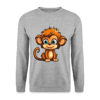 Cute cartoon baby monkey for happy kids! - Unisex Sweatshirt - salt & pepper - Front - Alina (178cm) & Michal (187cm)