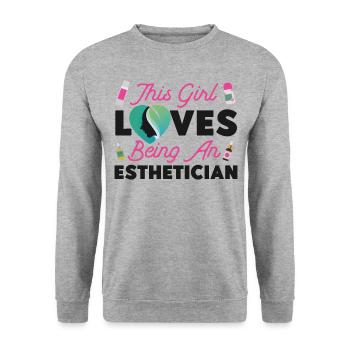 Cute Licensed Esthetician Skincare - Unisex Pullover - Weißgrau meliert - Vorne - Alina (178cm) & Michal (187cm)