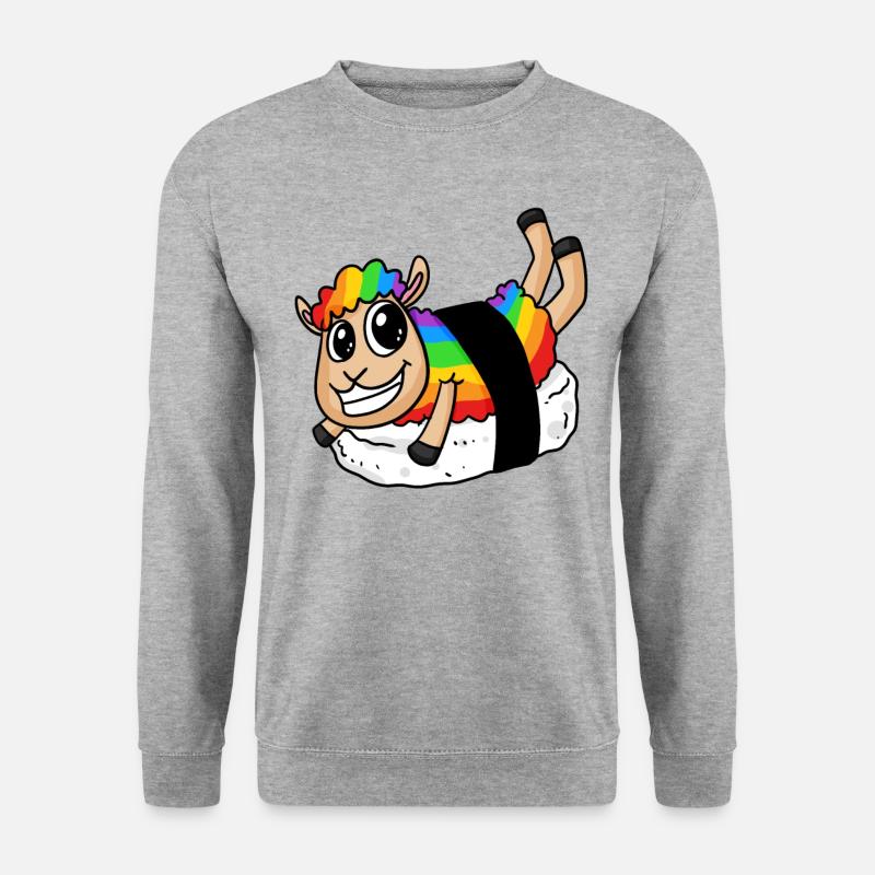 Regenbogen Sushi Schaf - Unisex Pullover - Weißgrau meliert