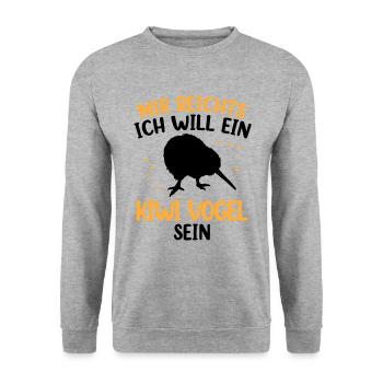 Will ein Kiwi Vogel sein Neuseeländischer Kiwi - Unisex Pullover - Weißgrau meliert - Vorne - Alina (178cm) & Michal (187cm)
