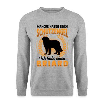 Briard ist mein Schutzengel Berger de Brie - Unisex Pullover - Weißgrau meliert - Vorne - Alina (178cm) & Michal (187cm)