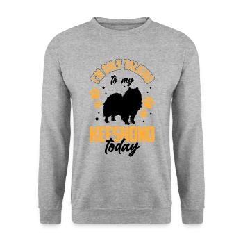 Parlez uniquement avec Wolfsspitz German Keeshond - Sweat-shirt Unisexe - gris chiné - Devant - Alina (178cm) & Michal (187cm)