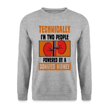 powered by a donated Kidney - Unisex Pullover - Weißgrau meliert - Vorne - Alina (178cm) & Michal (187cm)