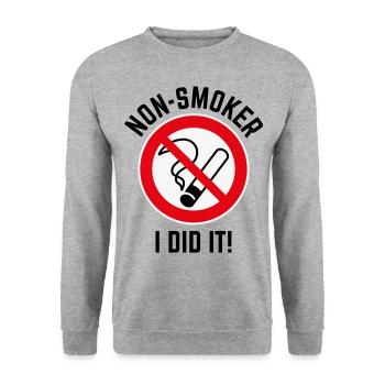 Non-fumeur – je l’ai fait! (3C / B) - Sweat-shirt Unisexe - gris chiné - Devant - Alina (178cm) & Michal (187cm)