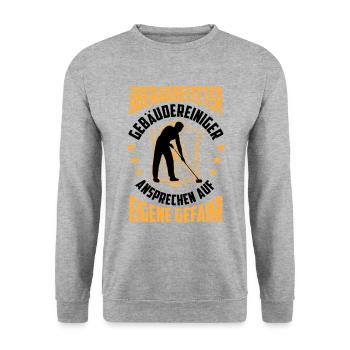 Überarbeiteter Gebäudereiniger Fensterputzer - Unisex Pullover - Weißgrau meliert - Vorne - Alina (178cm) & Michal (187cm)