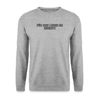 Feuerwehr - Für das Leben im Einsatz - Unisex Pullover - Weißgrau meliert - Vorne - Alina (178cm) & Michal (187cm)