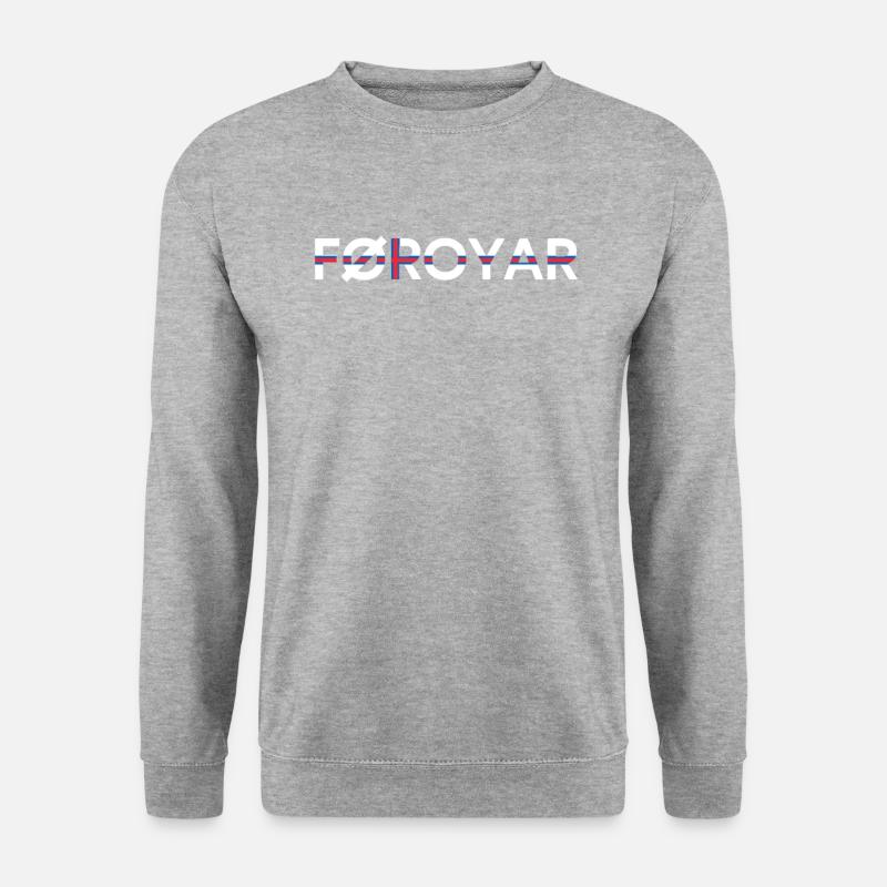 faroe islands, flag faroe islands - Unisex Pullover - Weißgrau meliert