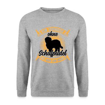 Ohne Schafpudel nur ein Haus Hütepudel - Unisex Pullover - Weißgrau meliert - Vorne - Alina (178cm) & Michal (187cm)