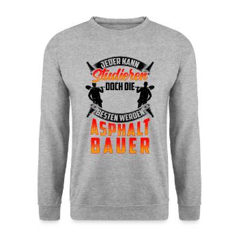 Die Besten werden Asphaltbauer Straßenbauer - Unisex Pullover - Weißgrau meliert - Vorne - Alina (178cm) & Michal (187cm)