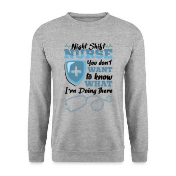 Night Shift Nurse - Unisex Pullover - Weißgrau meliert - Vorne - Alina (178cm) & Michal (187cm)