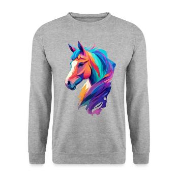 Horse Paint Splash Pony Rider Equestrian Design - Unisex Sweatshirt - salt & pepper - Front - Alina (178cm) & Michal (187cm)